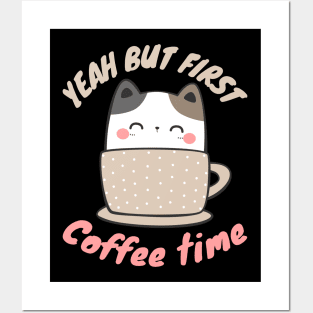 Cute Coffee Cat Posters and Art